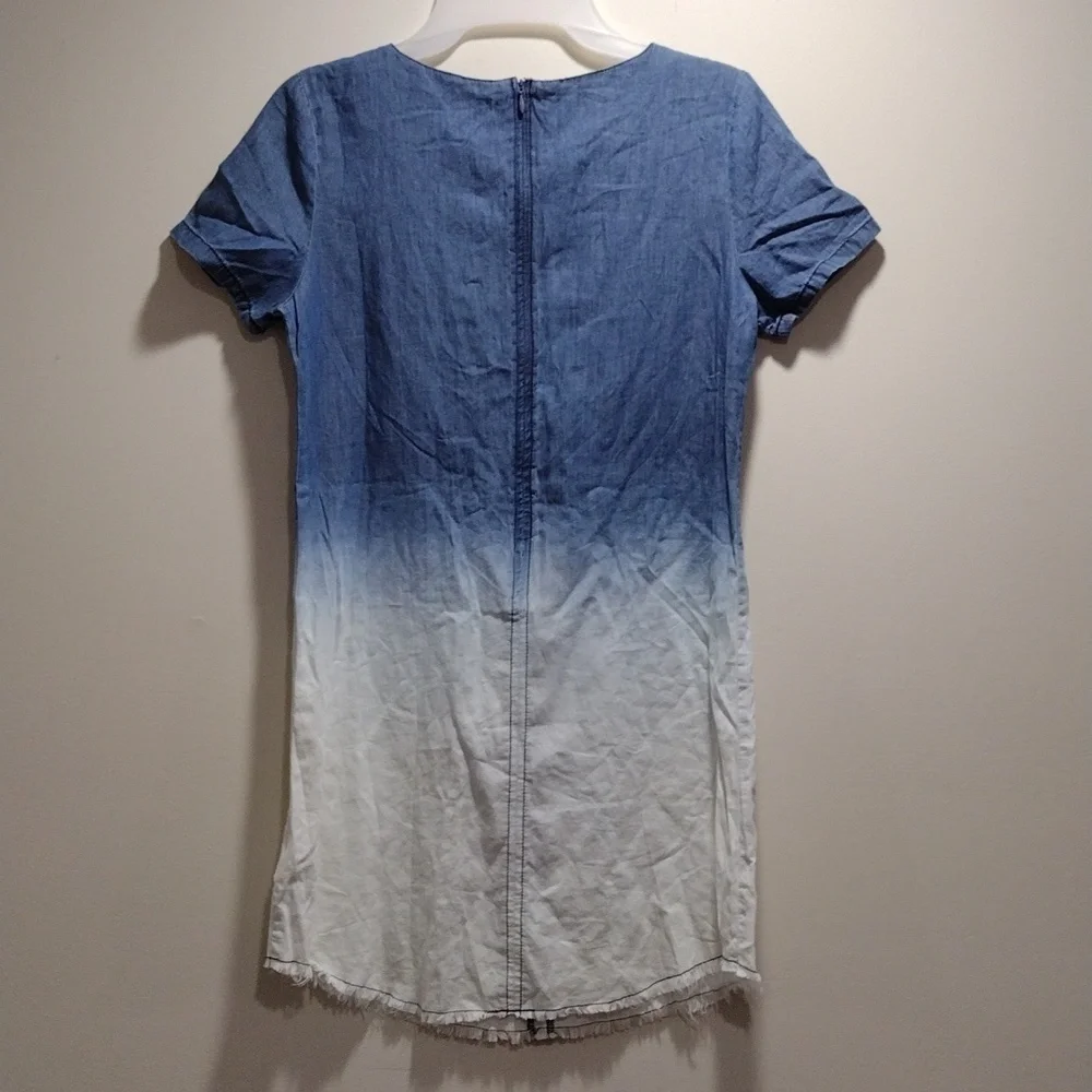 Justice Girls Ombré Chambray Lace-Up Dress – Size 12 – Short Sleeve Denim Look